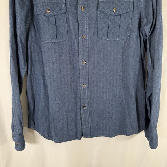 North Face Shirt Men's Large Blue Long Sleeve Button Up 100% Cotton - Picture 3 of 10